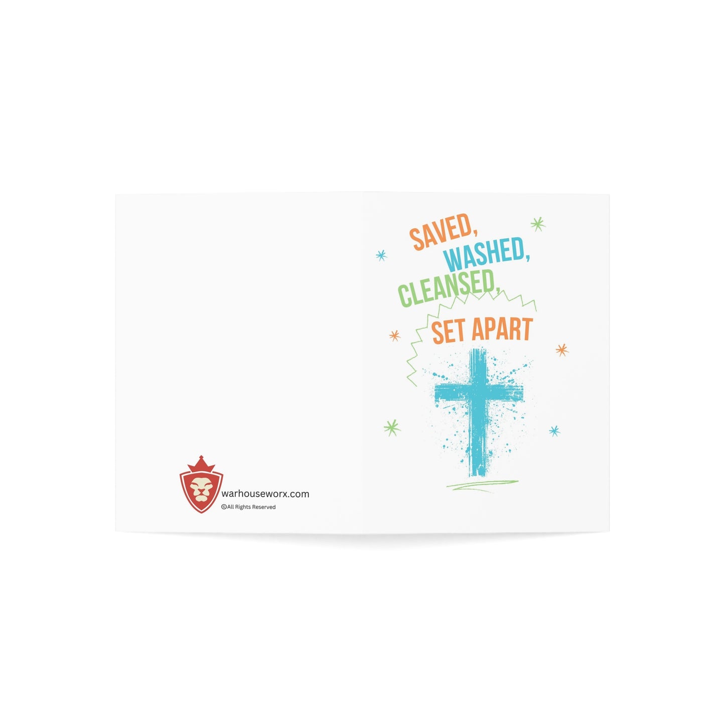 Saved, Washed, Cleansed, Set aapart Greeting Cards (1, 10, 30, and 50pcs)